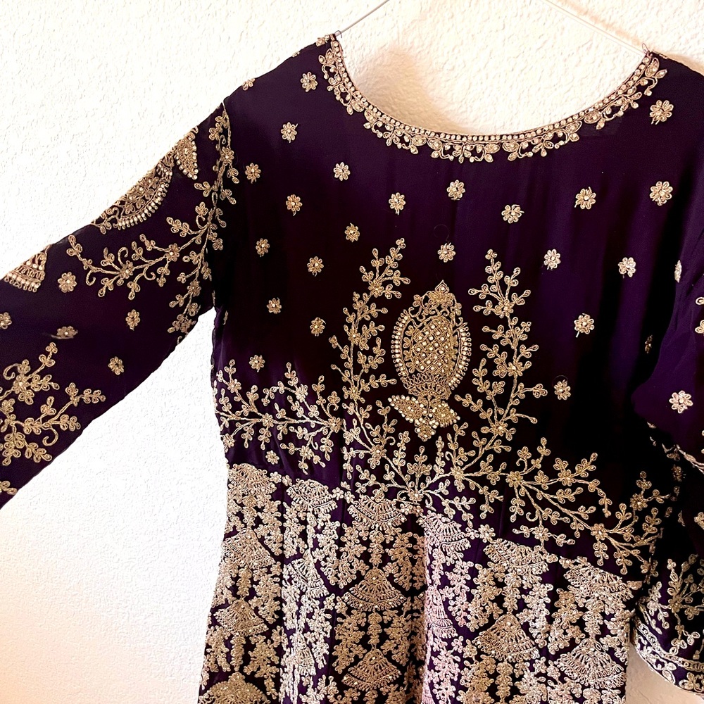 Women's Burgundy and Gold Suit